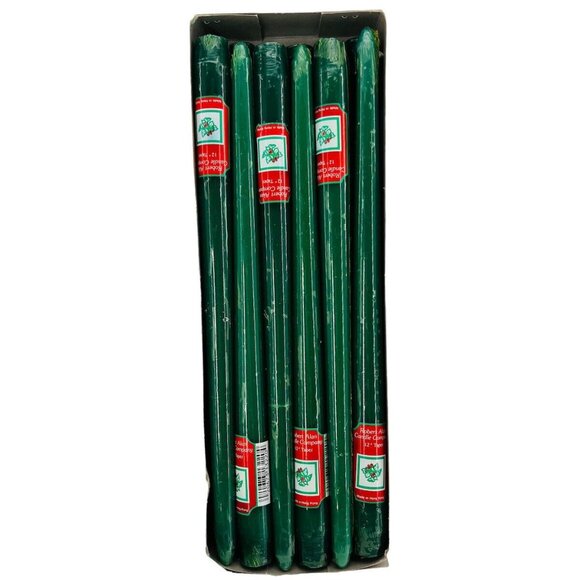 Vtg Robert Alan Candles 12” Box of 12 Tapers Green Hand Crafted Christmas - Picture 3 of 8